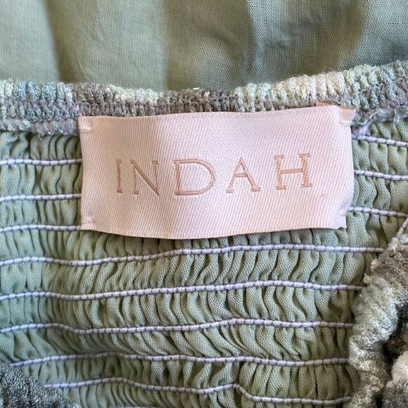 INDAH NWT Misha Bandeau Maxi Dress In Imagine Green Witchy Earth Goddess M/L - Picture 6 of 15